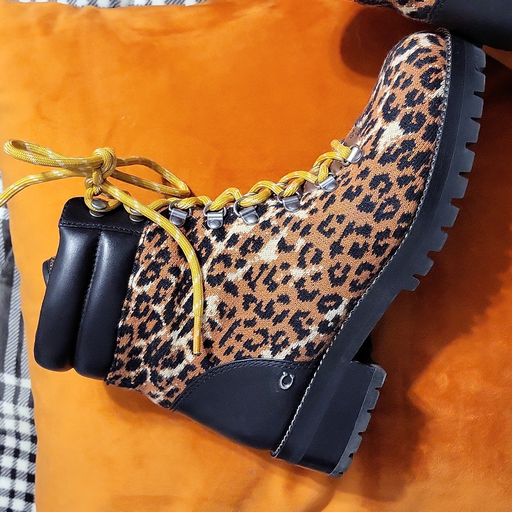 Coach leopard lace up boots.  Size 7.5